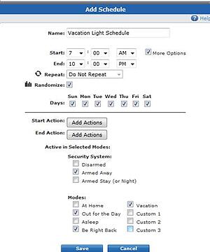 ADT Pulse Lighting Add Schedule