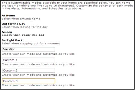 ADT Pulse Customizing Modes